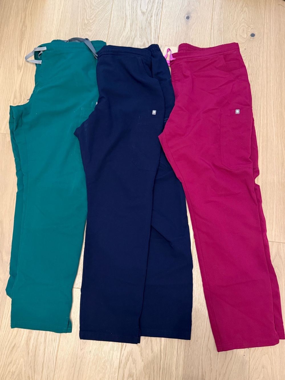 Figs Straight Leg Scrub Pants in Teal, Navy & Berry